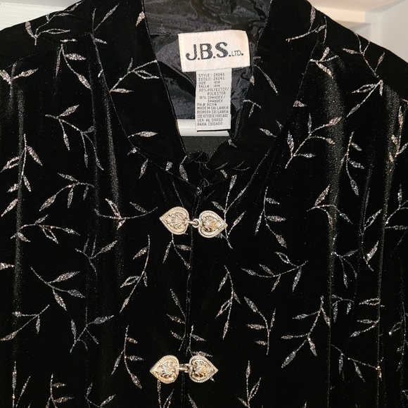 Black velour long jacket w/silver glitter branches - Picture 2 of 2